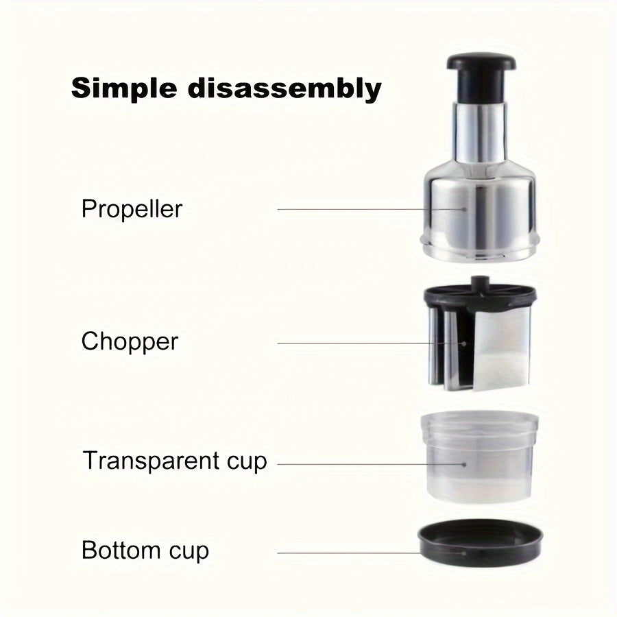 Handheld Stainless Steel Garlic Press and Food Chopper Manual Kitchen Tool