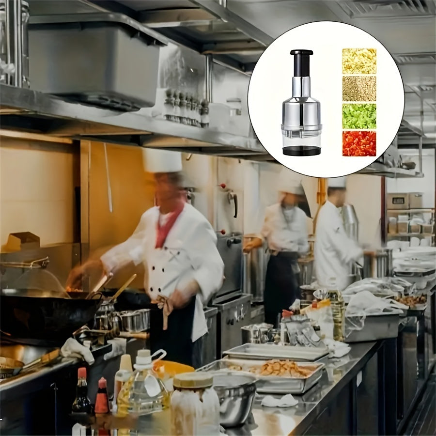 Handheld Stainless Steel Garlic Press and Food Chopper Manual Kitchen Tool