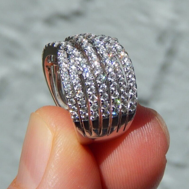 Women’s Wide Face Ring with Multi-Layered Intertwined Design for Anniversary and Casual Wear