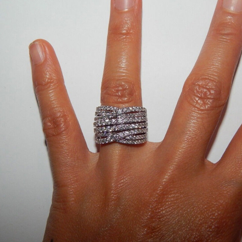 Women’s Wide Face Ring with Multi-Layered Intertwined Design for Anniversary and Casual Wear