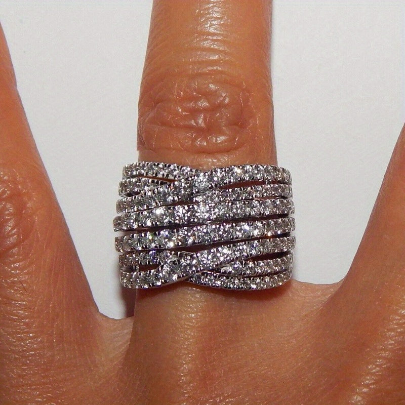 Women’s Wide Face Ring with Multi-Layered Intertwined Design for Anniversary and Casual Wear