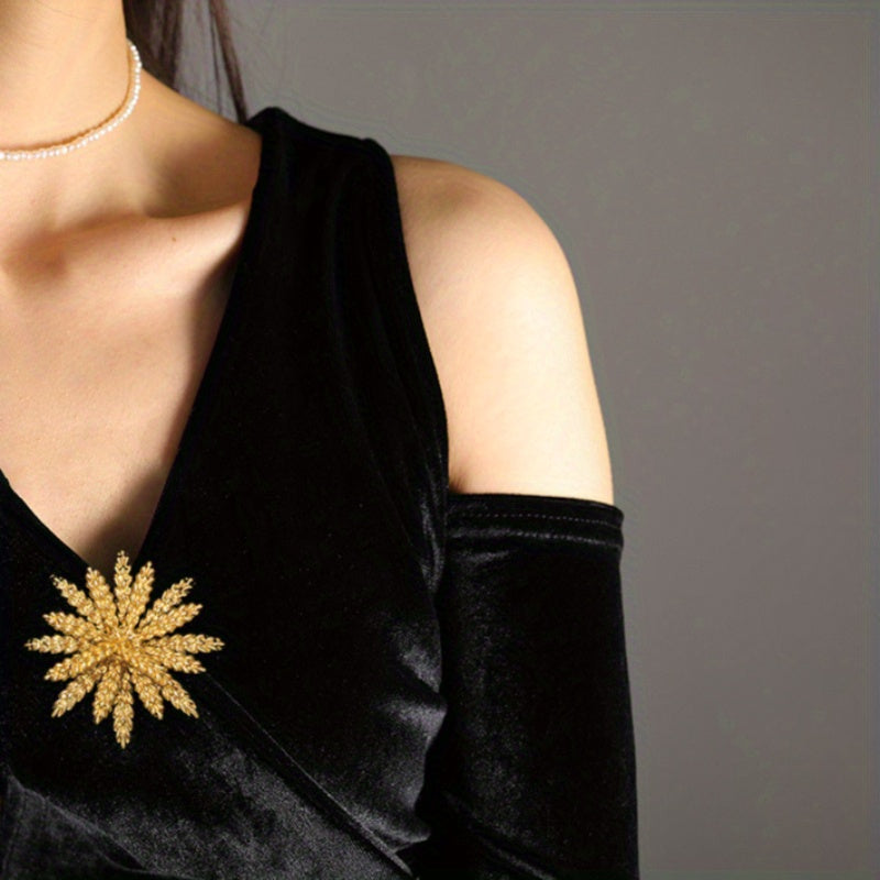 Vintage Gold Wheat Brooch with Plant Emblem Alloy Jewelry for Men and Women