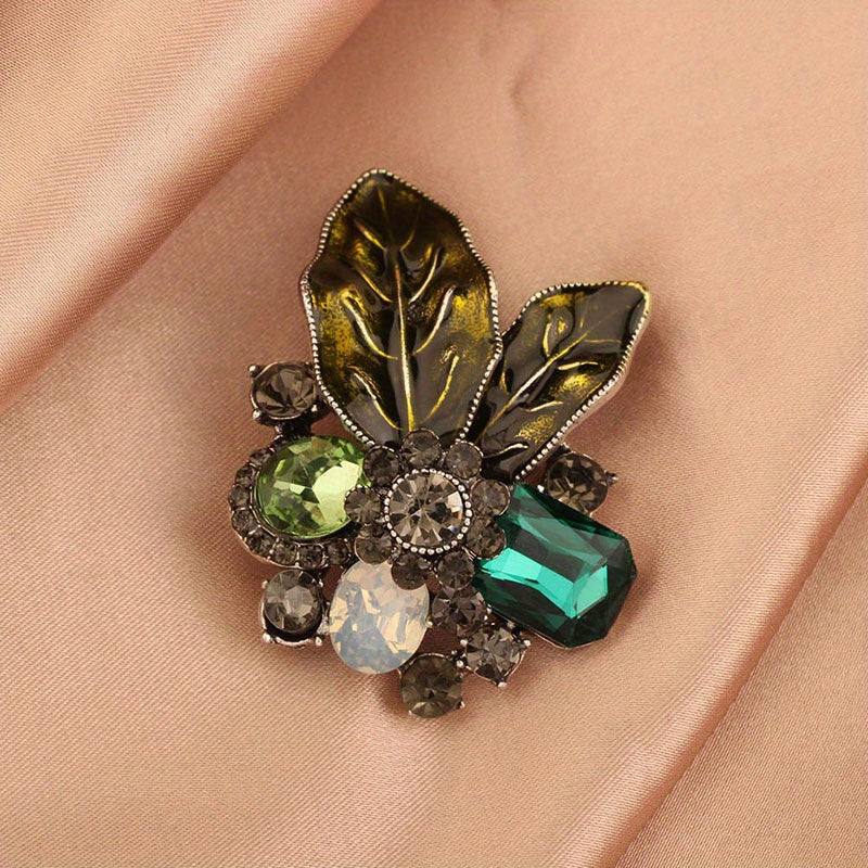 Floral Rhinestone Brooch for Women Fashion Accessory Gift Embellishment