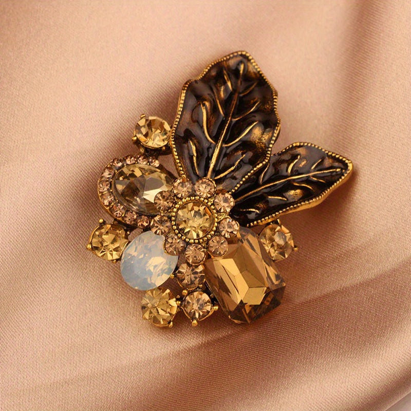Floral Rhinestone Brooch for Women Fashion Accessory Gift Embellishment