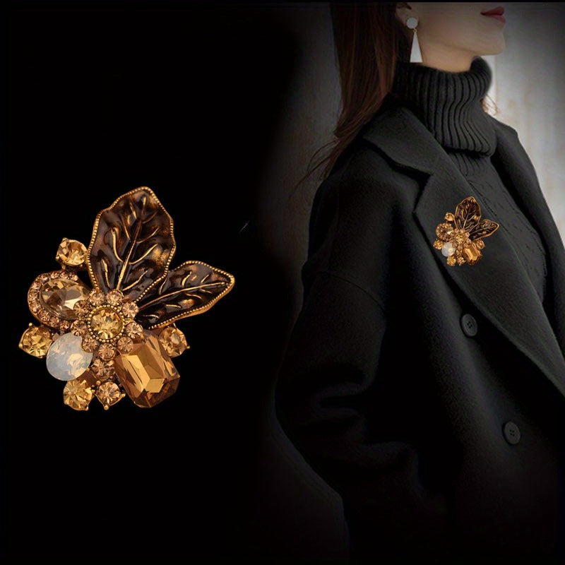 Floral Rhinestone Brooch for Women Fashion Accessory Gift Embellishment