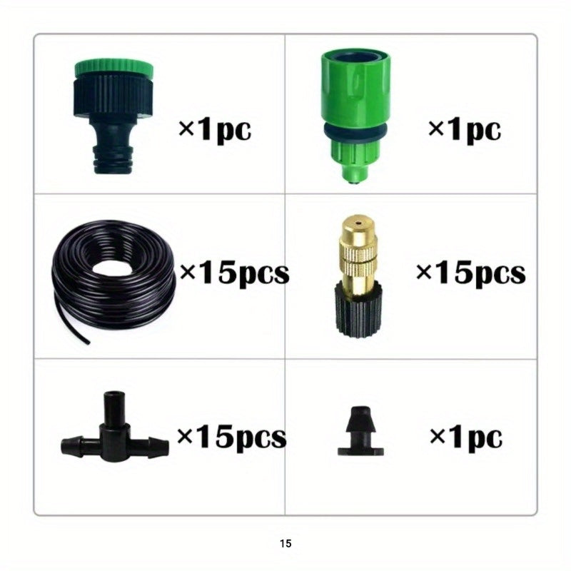 Copper Outdoor Mist Cooling System for Garden Irrigation with Brass Fog Nozzles