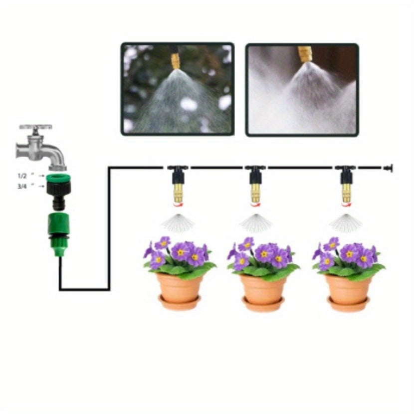 Copper Outdoor Mist Cooling System for Garden Irrigation with Brass Fog Nozzles