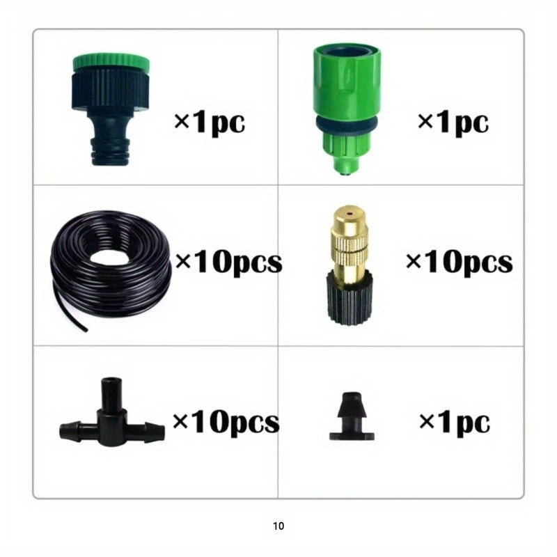 Copper Outdoor Mist Cooling System for Garden Irrigation with Brass Fog Nozzles