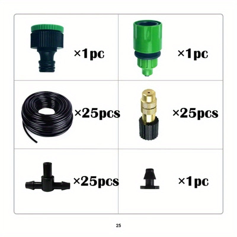 Copper Outdoor Mist Cooling System for Garden Irrigation with Brass Fog Nozzles