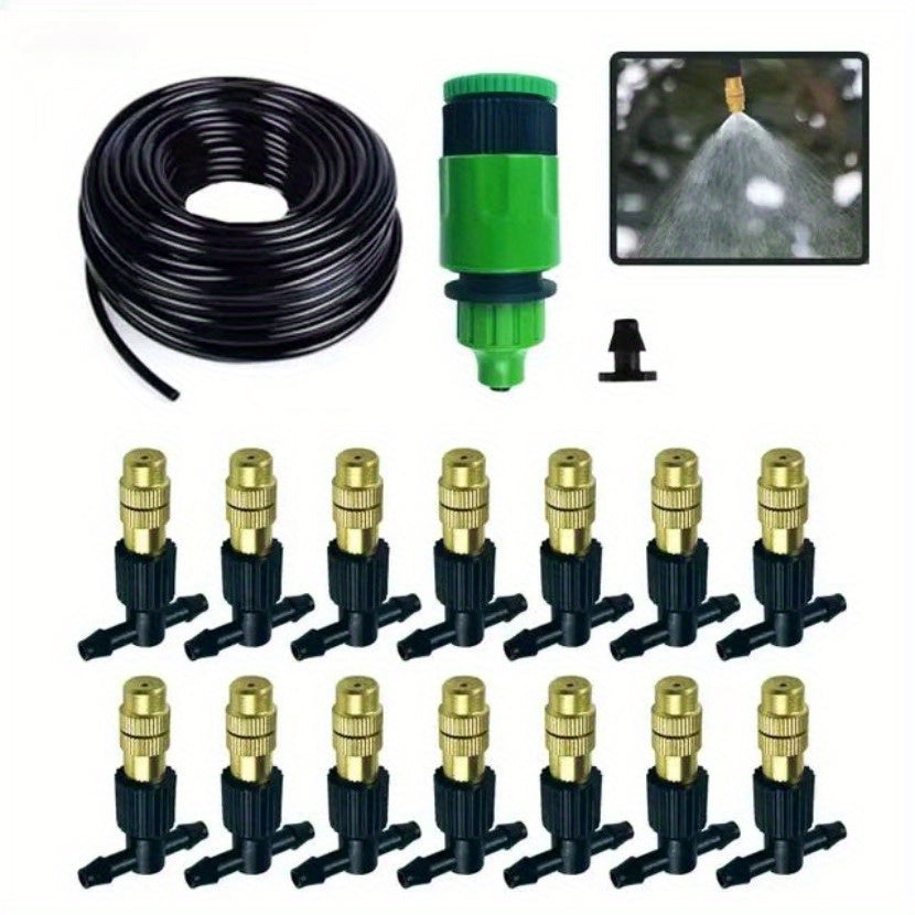 Copper Outdoor Mist Cooling System for Garden Irrigation with Brass Fog Nozzles
