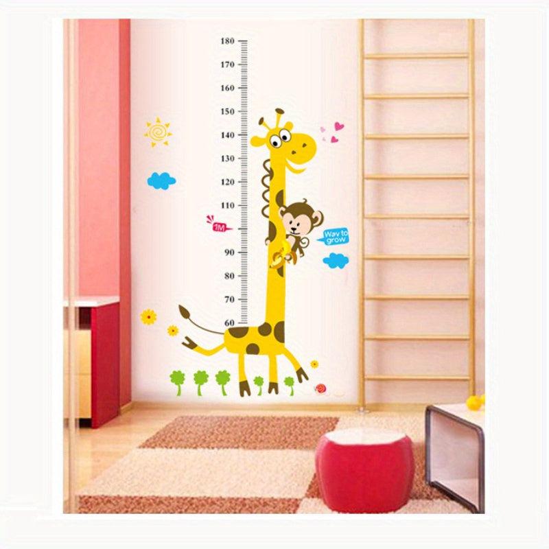 Animal Height Growth Chart Wall Sticker Giraffe Measurement Scale for Living Room Bedroom Decor