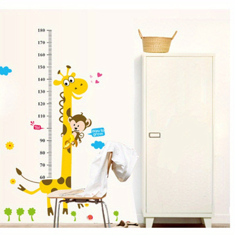 Animal Height Growth Chart Wall Sticker Giraffe Measurement Scale for Living Room Bedroom Decor