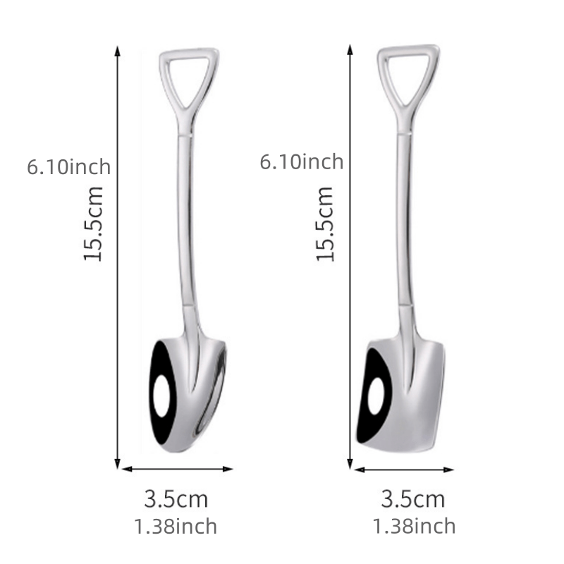 Набор из 10 элегантных десертных ложек в форме лопаты для кофе, мороженого и фруктов.