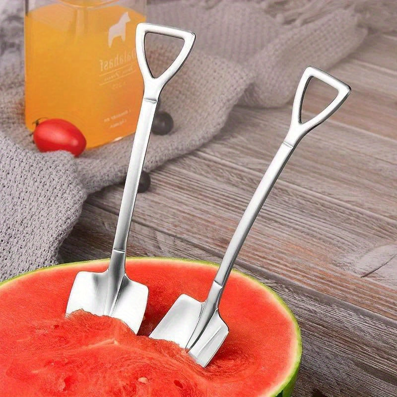 Juego de 10 elegantes cucharas de postre en forma de pala para café, helado y fruta