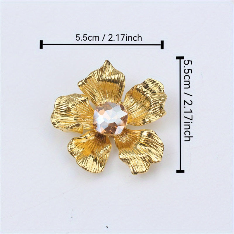 Crystal Rose Brooch Enamel Flower Pin for Women Coats and Suits Jewelry