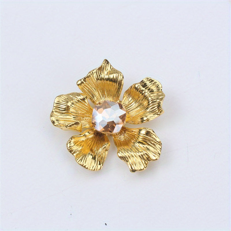 Crystal Rose Brooch Enamel Flower Pin for Women Coats and Suits Jewelry