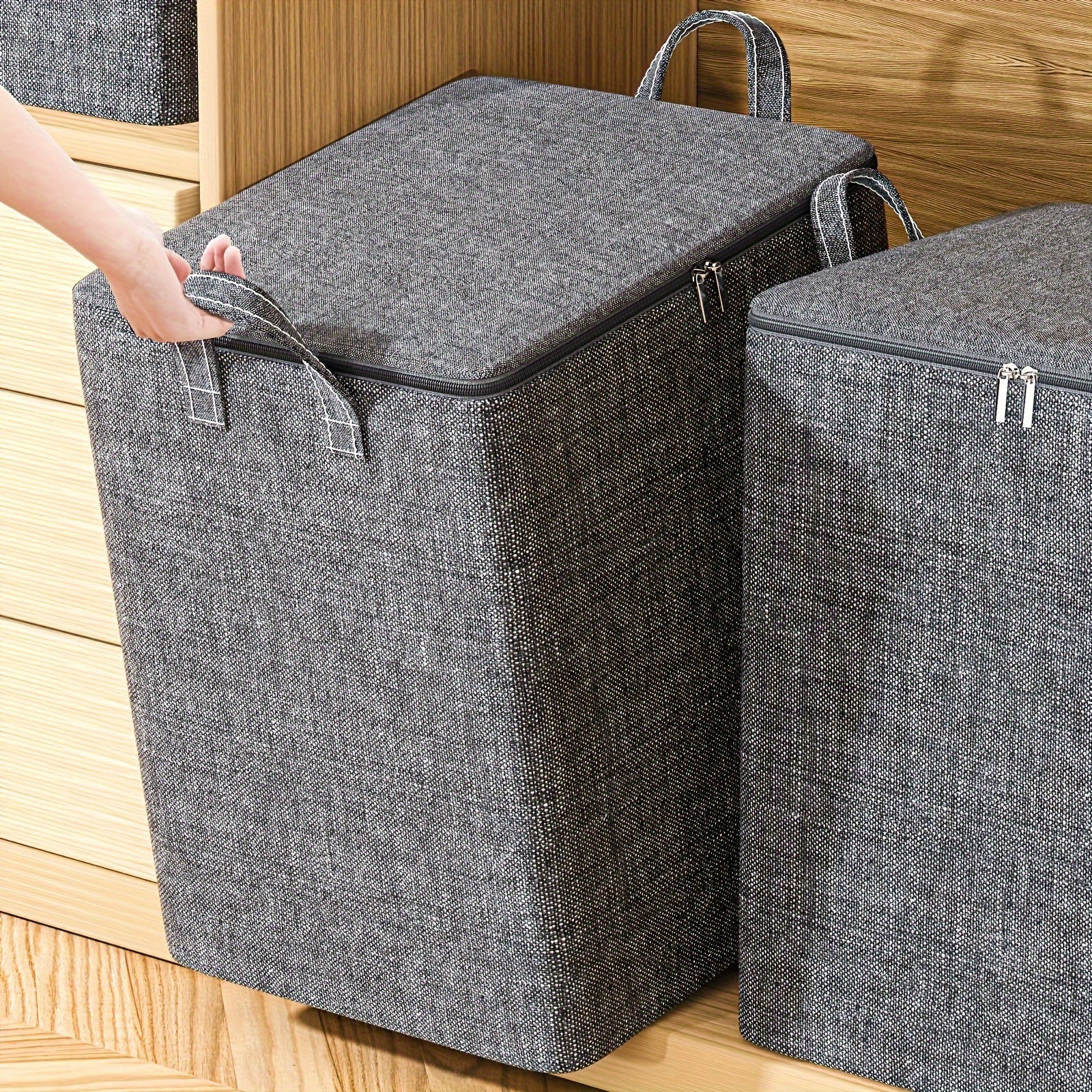 Fabric Storage Bag for Clothes and Bedding with Handles, Luggage Organizer