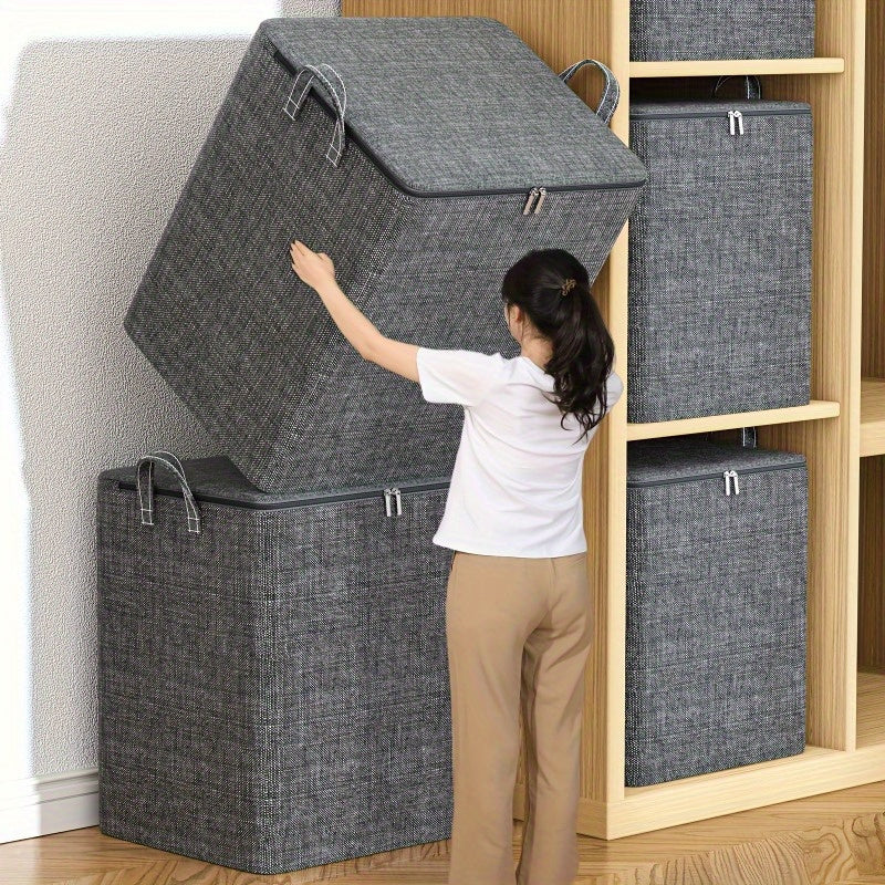 Fabric Storage Bag for Clothes and Bedding with Handles, Luggage Organizer