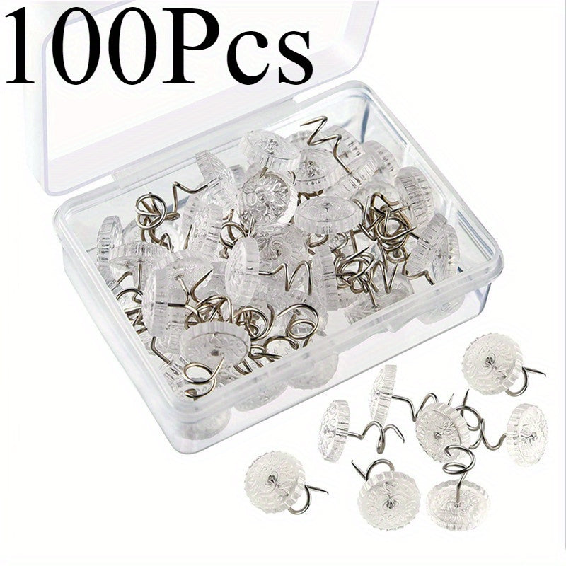 Set of 20/50/100 Stainless Steel Transparent Spiral Bed Skirt Clips for Sofa Covers