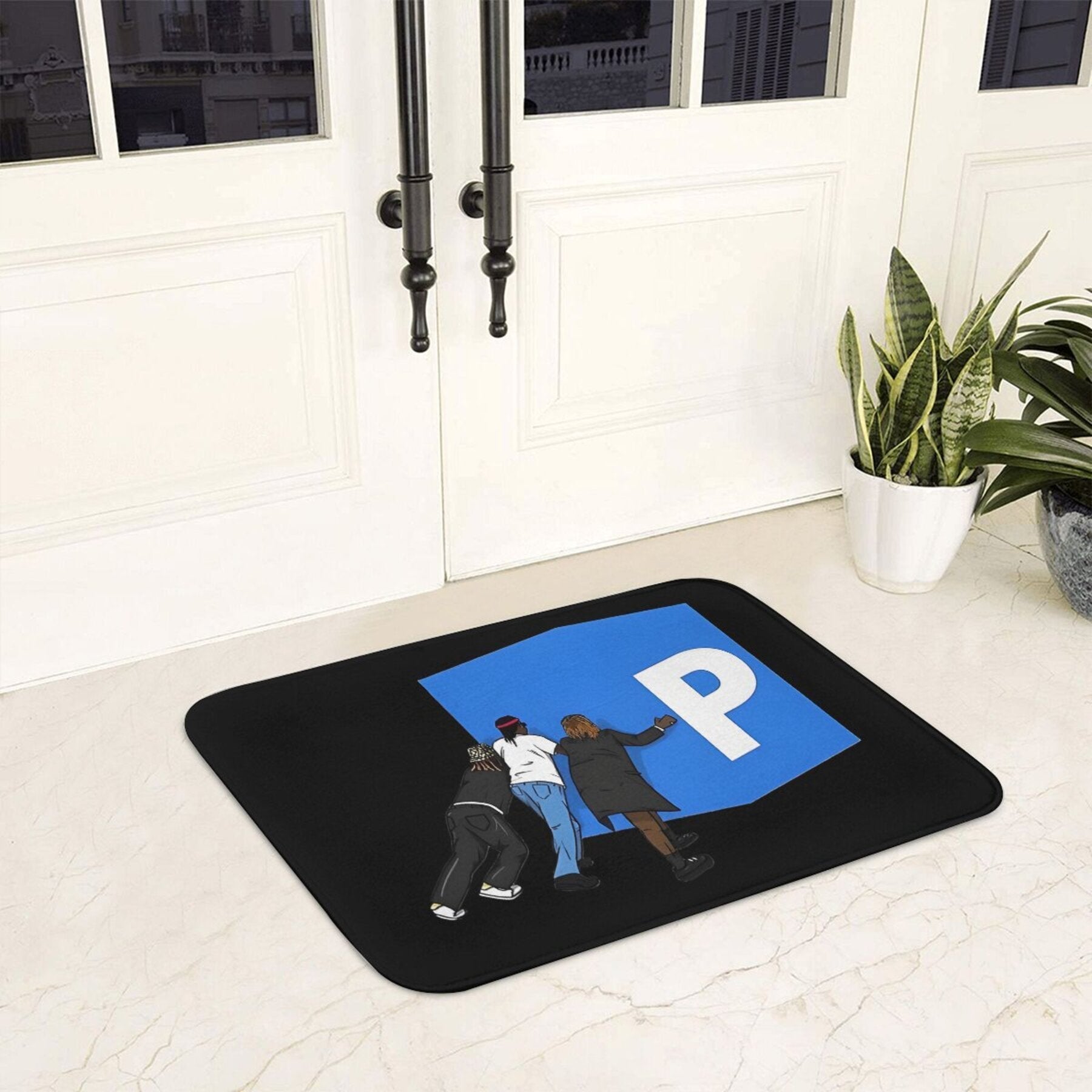 Polyester Doormat Non-Slip Backing Machine Washable Home Decor Entrance Rug
