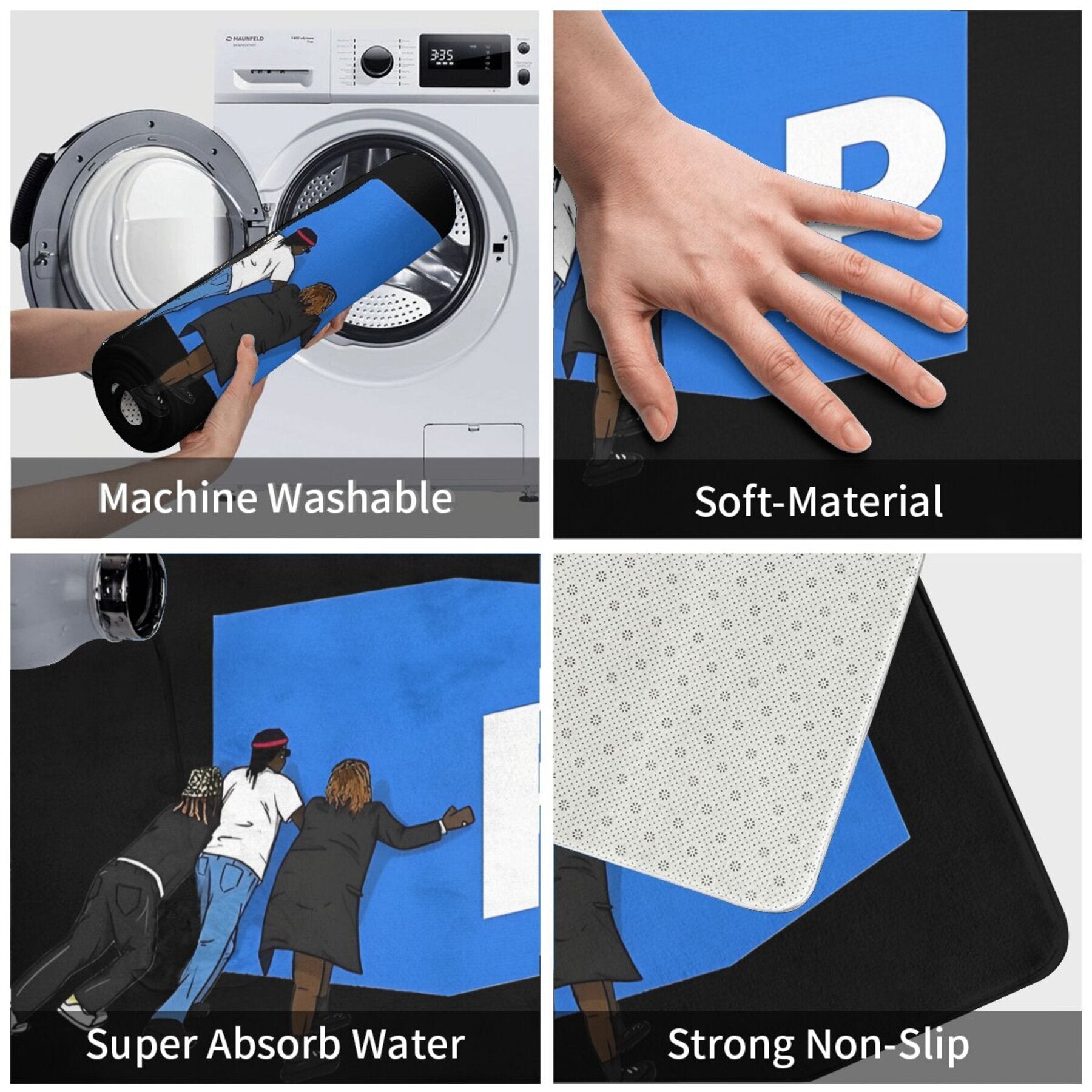 Polyester Doormat Non-Slip Backing Machine Washable Home Decor Entrance Rug