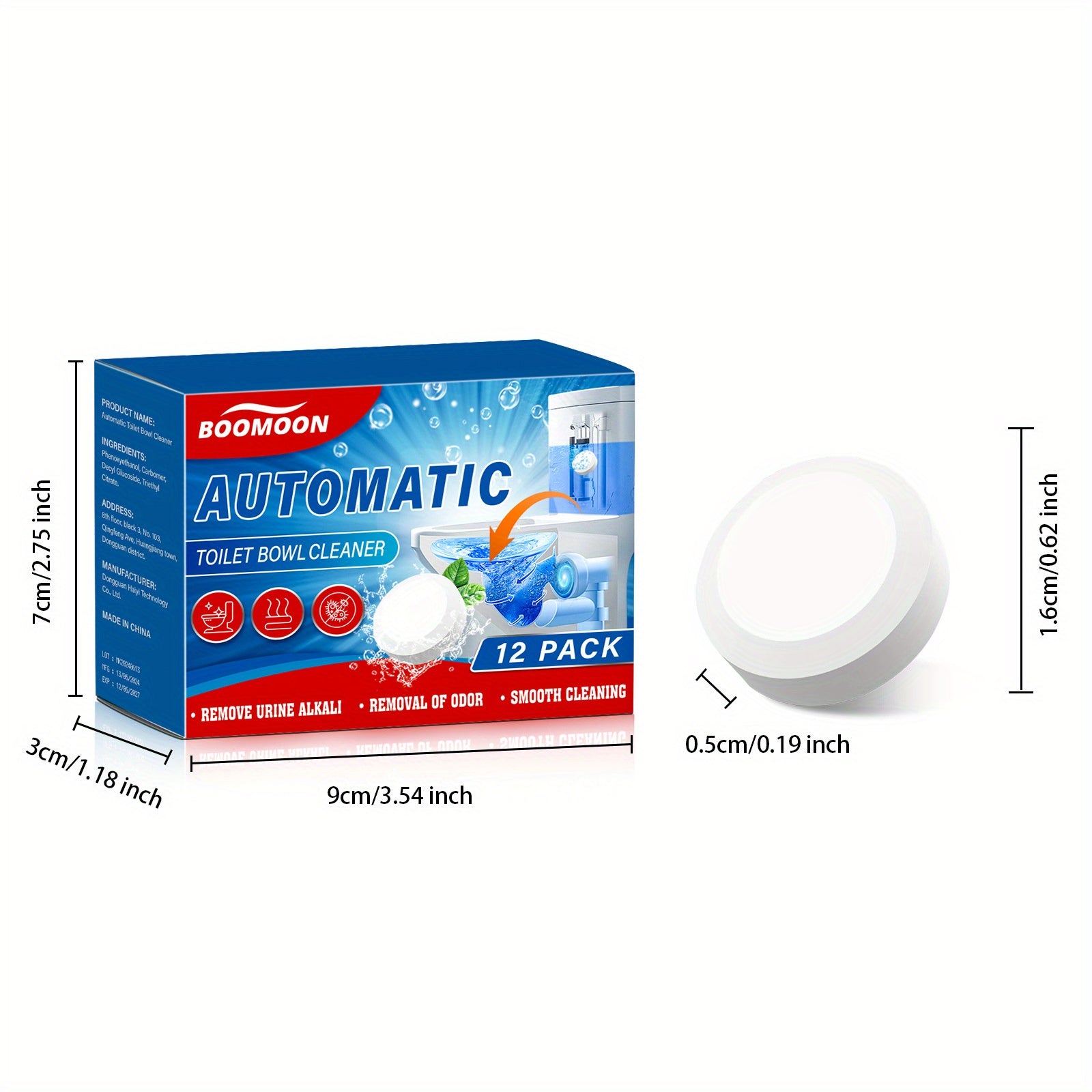 Toilet Cleaning Tablets 12pcs Powerful Decontamination and Deodorization Stain Removal