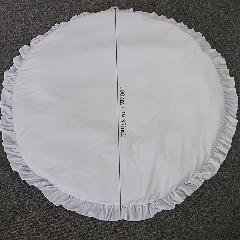 Kids Play Mat with Lace Edging, Crawling Blanket, Stroller Cover, Nursery Decor in Light Gray White Pink