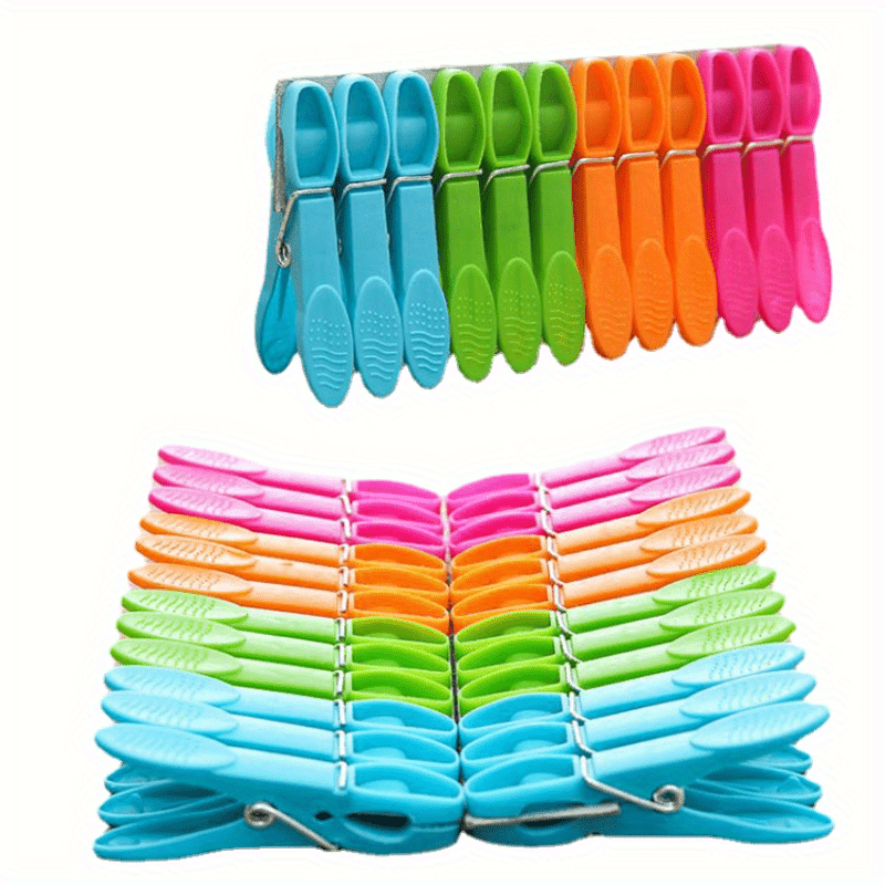 Pack of 48 Colorful Plastic Clothespins Laundry Clips with Springs for Air-Drying
