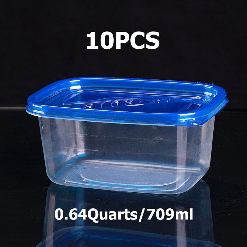 Paquete de 10 cajas de almuerzo de plástico aptas para microondas, 23.97 onzas, para escuela, oficina, camping