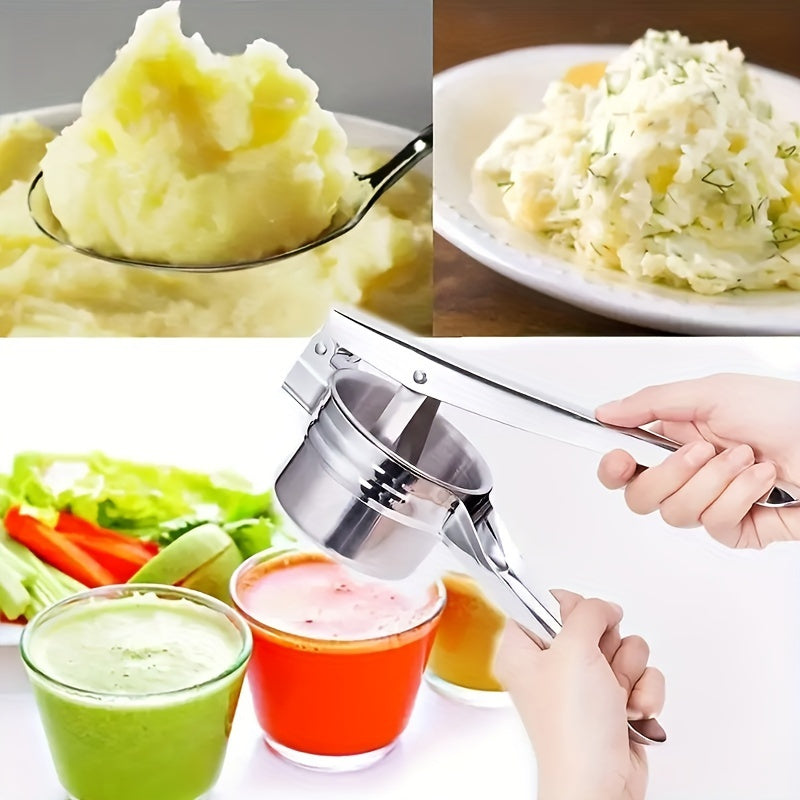 Naychali po'latdan yasalgan 3-in-1 kartoshka pyure pressi va limon siqgichi, sirpanmaydigan tutqich bilan - kartoshka ezish, limon siqish va sabzavotlarni maydalash uchun ko'p funksiyali oshxona asbobi