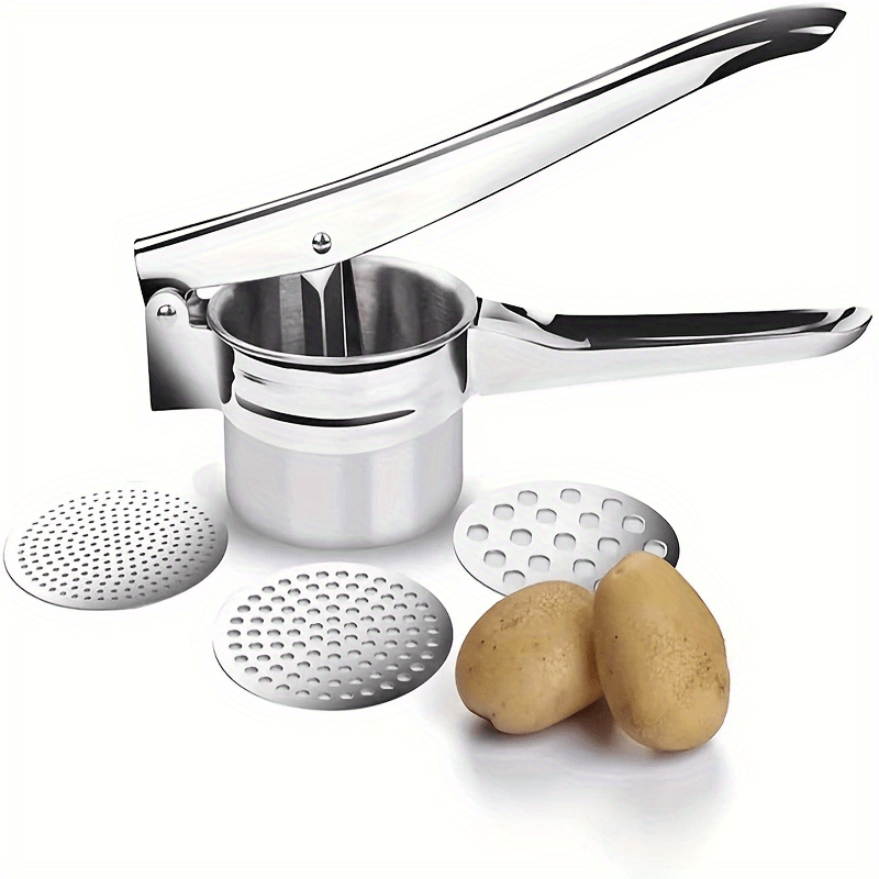 Naychali po'latdan yasalgan 3-in-1 kartoshka pyure pressi va limon siqgichi, sirpanmaydigan tutqich bilan - kartoshka ezish, limon siqish va sabzavotlarni maydalash uchun ko'p funksiyali oshxona asbobi