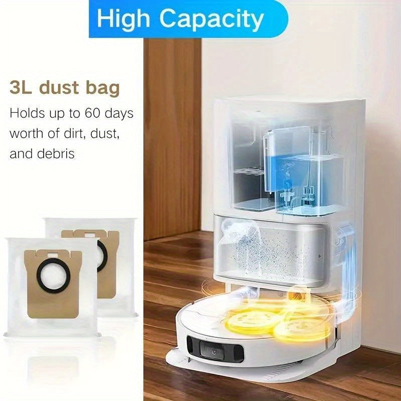 Dream L20 Ultra va Dreamtech L10 Ultra/L10s Ultra robot tozalagichlari uchun vakuum chang sumkalari - 5 ta to'plam, katta sig'im 108.2oz, o'z-o'zidan bo'shatiladigan baza va mato filtr aksessuarlarini o'z ichiga oladi.