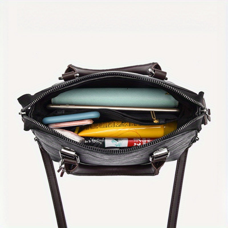 Bolso de gran capacidad estilo coreano con borla y cierre de cremallera en varios colores