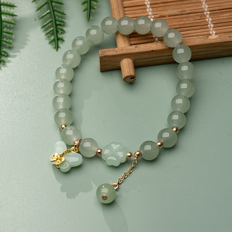 Green Jade Bracelet with Imitation Jade Pendant for Women Stylish Jewelry