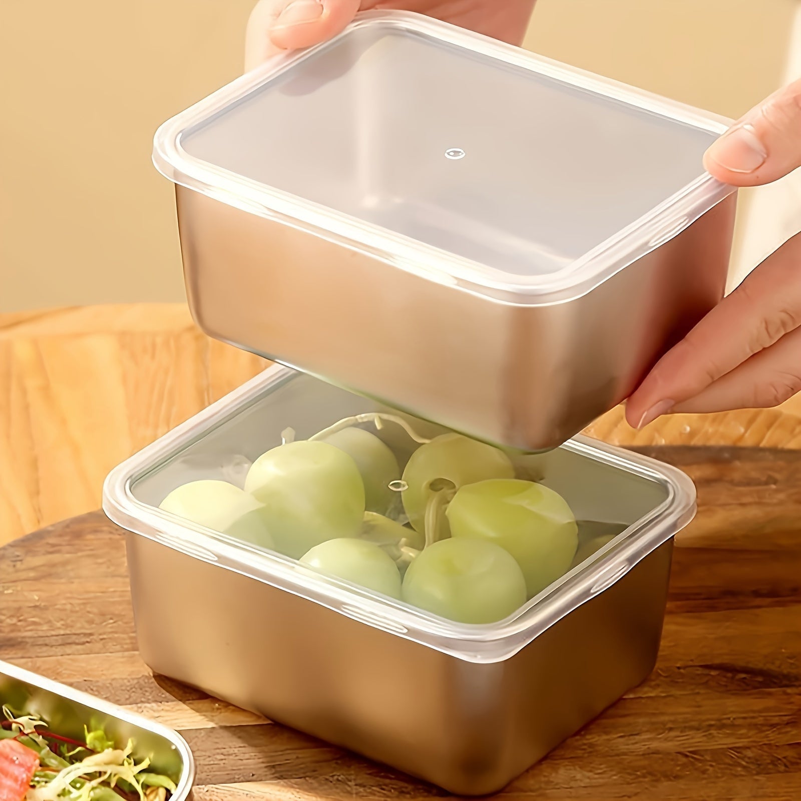 Set of 6 or 8 Stainless Steel Food Storage Containers with Flip Top Lids