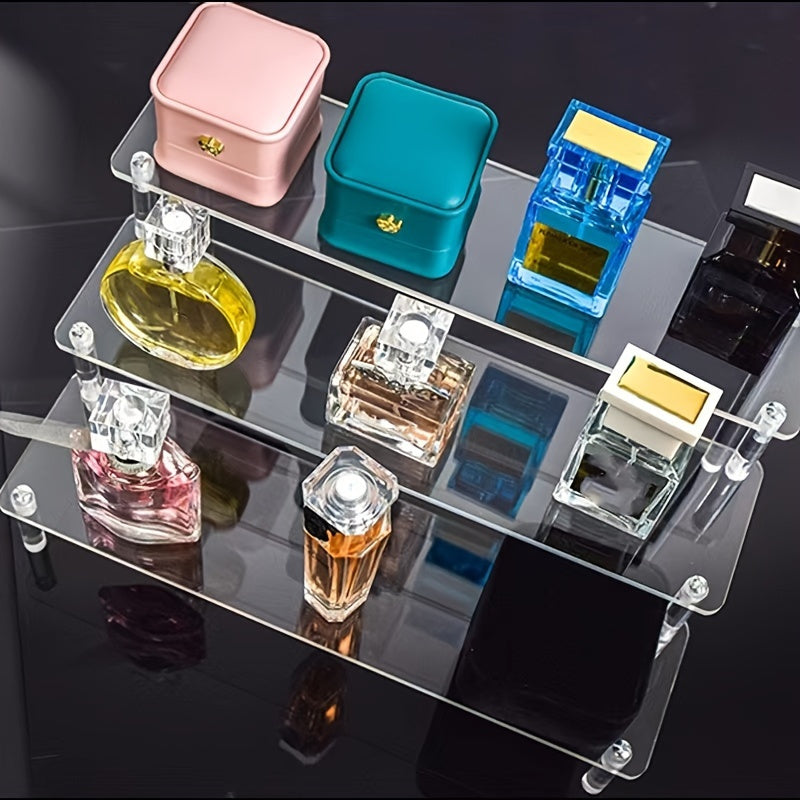 Transparent Acrylic Ladder Shelf Multi-Tier Display Stand for Cosmetics Jewelry