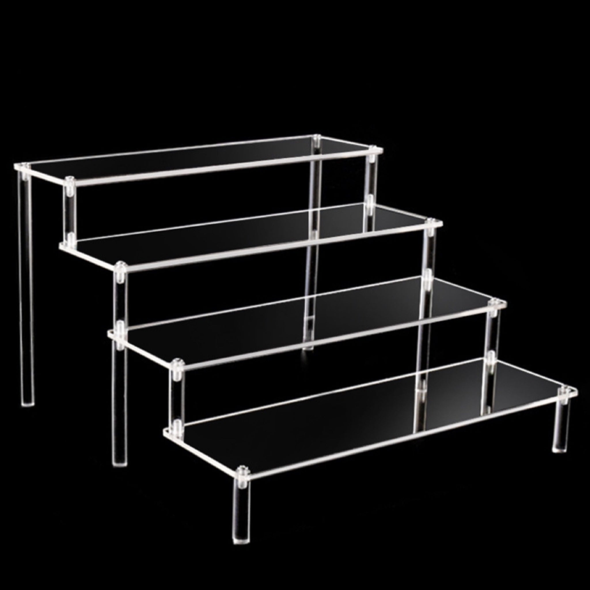 Transparent Acrylic Ladder Shelf Multi-Tier Display Stand for Cosmetics Jewelry