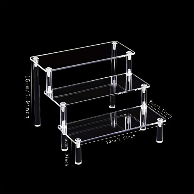 Transparent Acrylic Ladder Shelf Multi-Tier Display Stand for Cosmetics Jewelry