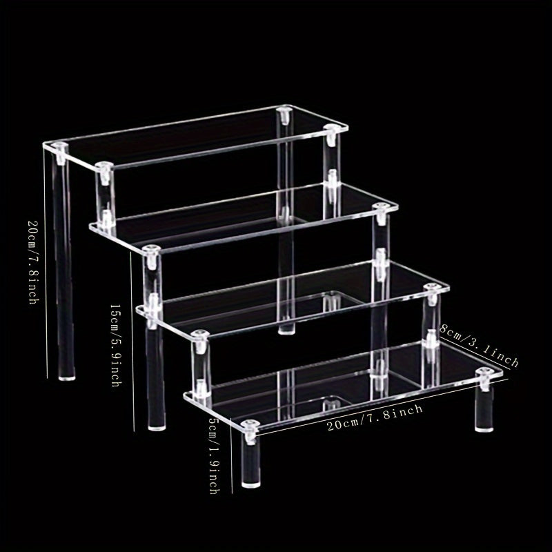 Transparent Acrylic Ladder Shelf Multi-Tier Display Stand for Cosmetics Jewelry