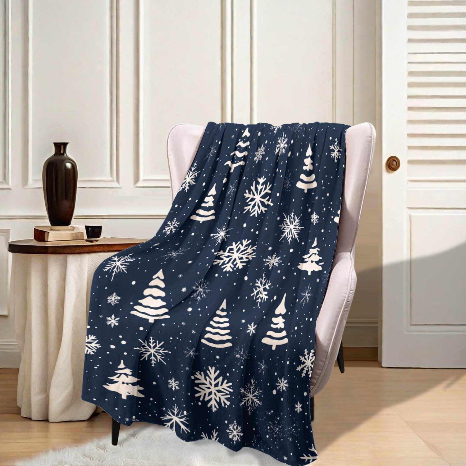 Flannel Throw Blanket with Christmas Tree Design Cozy Warm for Couch Bed Travel
