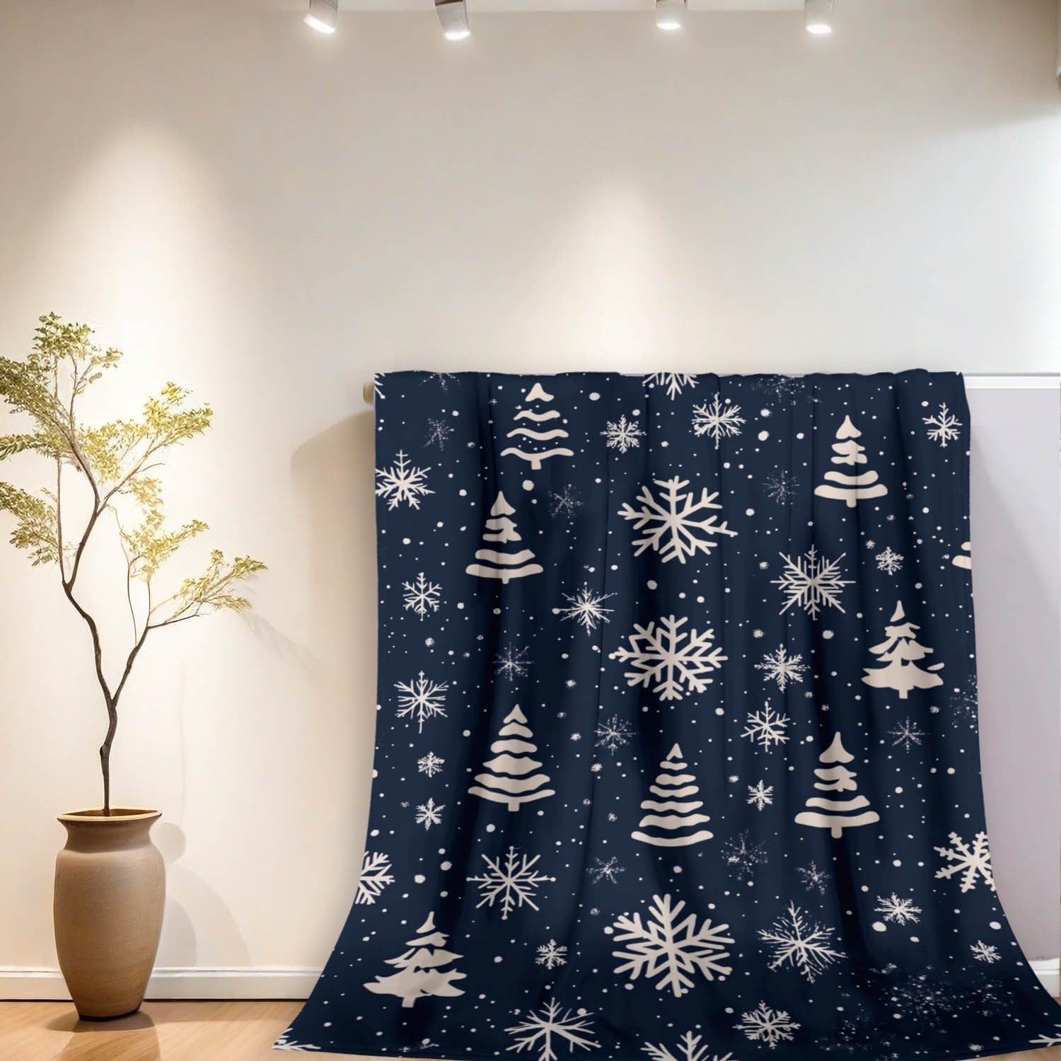 Flannel Throw Blanket with Christmas Tree Design Cozy Warm for Couch Bed Travel