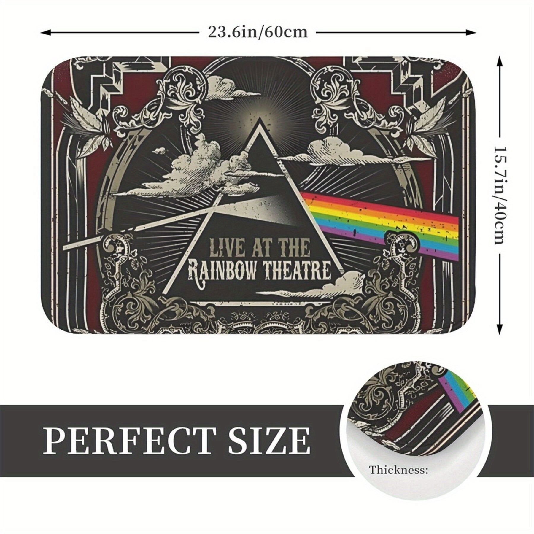 Retro Dark Side Moon Tour Doormat Polyester Non-Slip Rug for Bath Kitchen Balcony