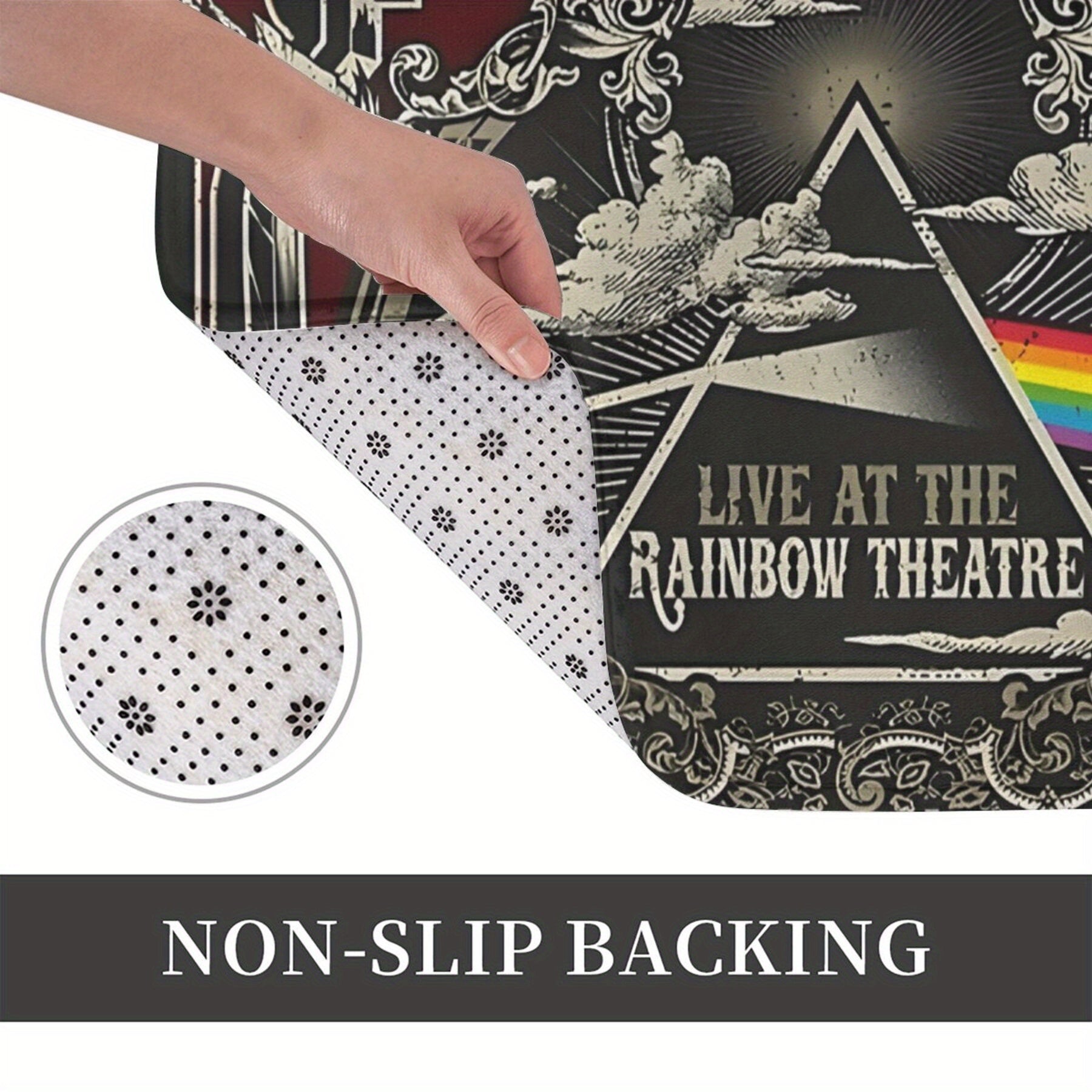 Retro Dark Side Moon Tour Doormat Polyester Non-Slip Rug for Bath Kitchen Balcony