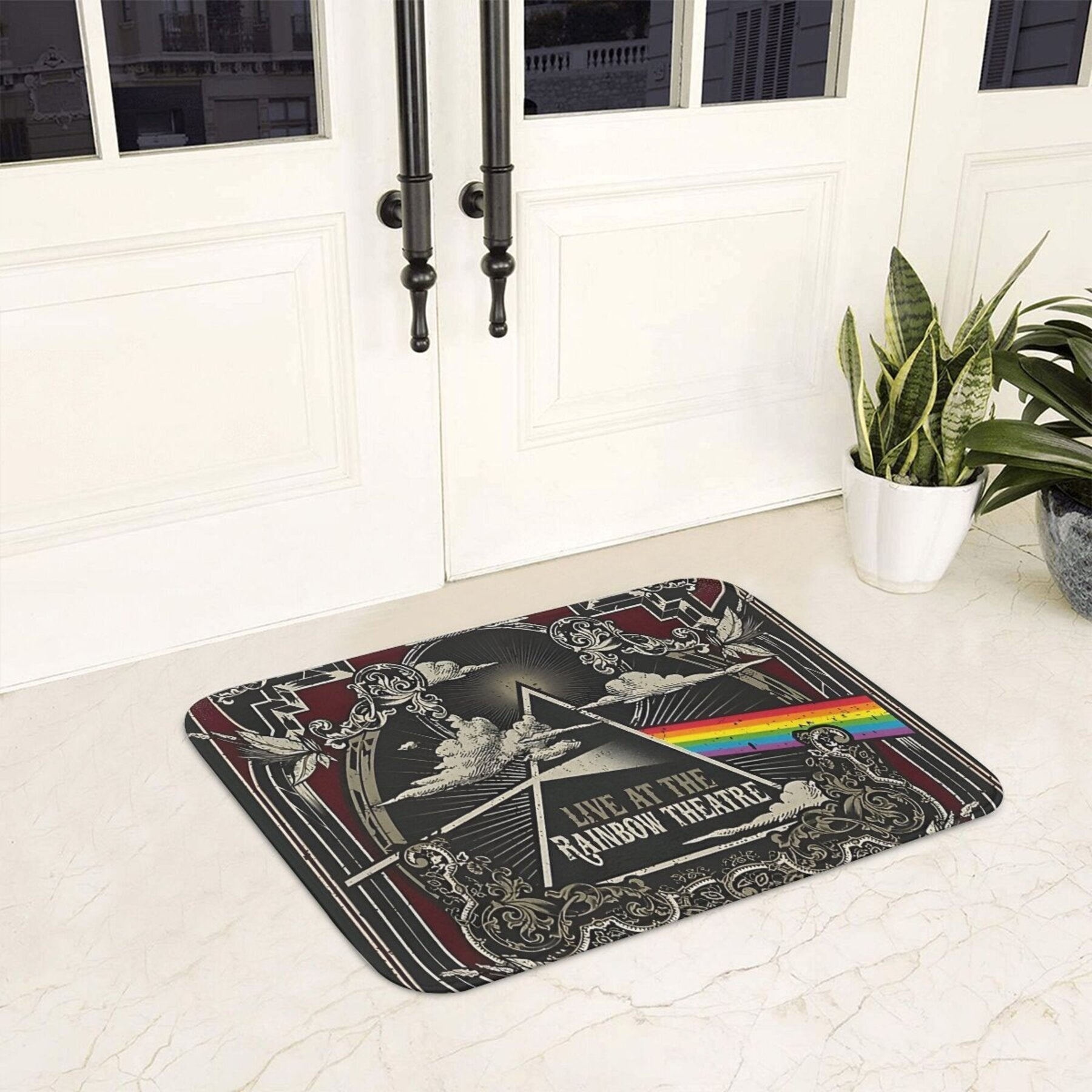 Retro Dark Side Moon Tour Doormat Polyester Non-Slip Rug for Bath Kitchen Balcony