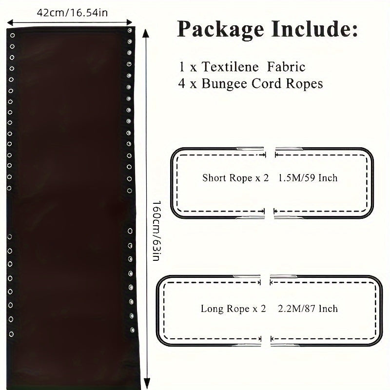 Textilene Fabric Replacement Kit for Zero Gravity Chairs with Bungee Cords Black