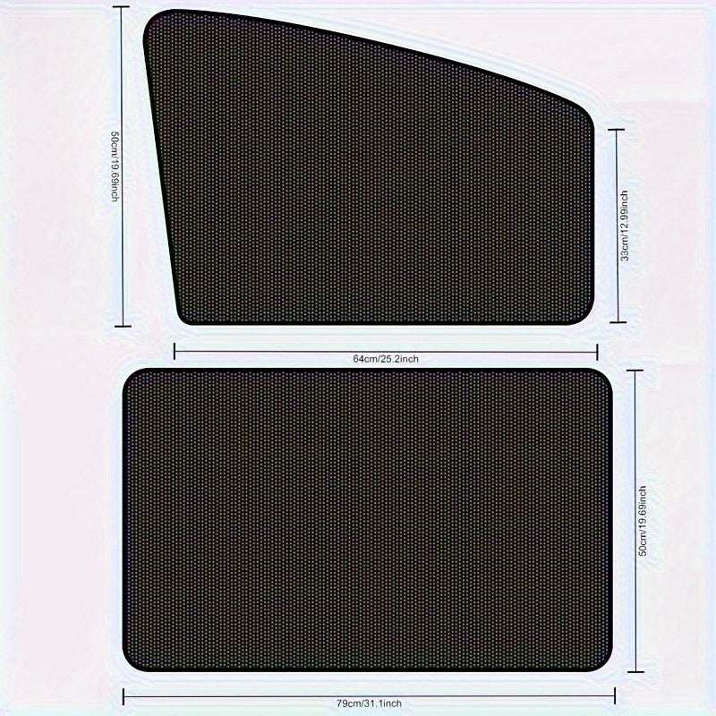 4 dona qora polyester tikanli quyosh nurlari uchun panellar va magnit aksessuarlar bilan transportni himoyalash uchun