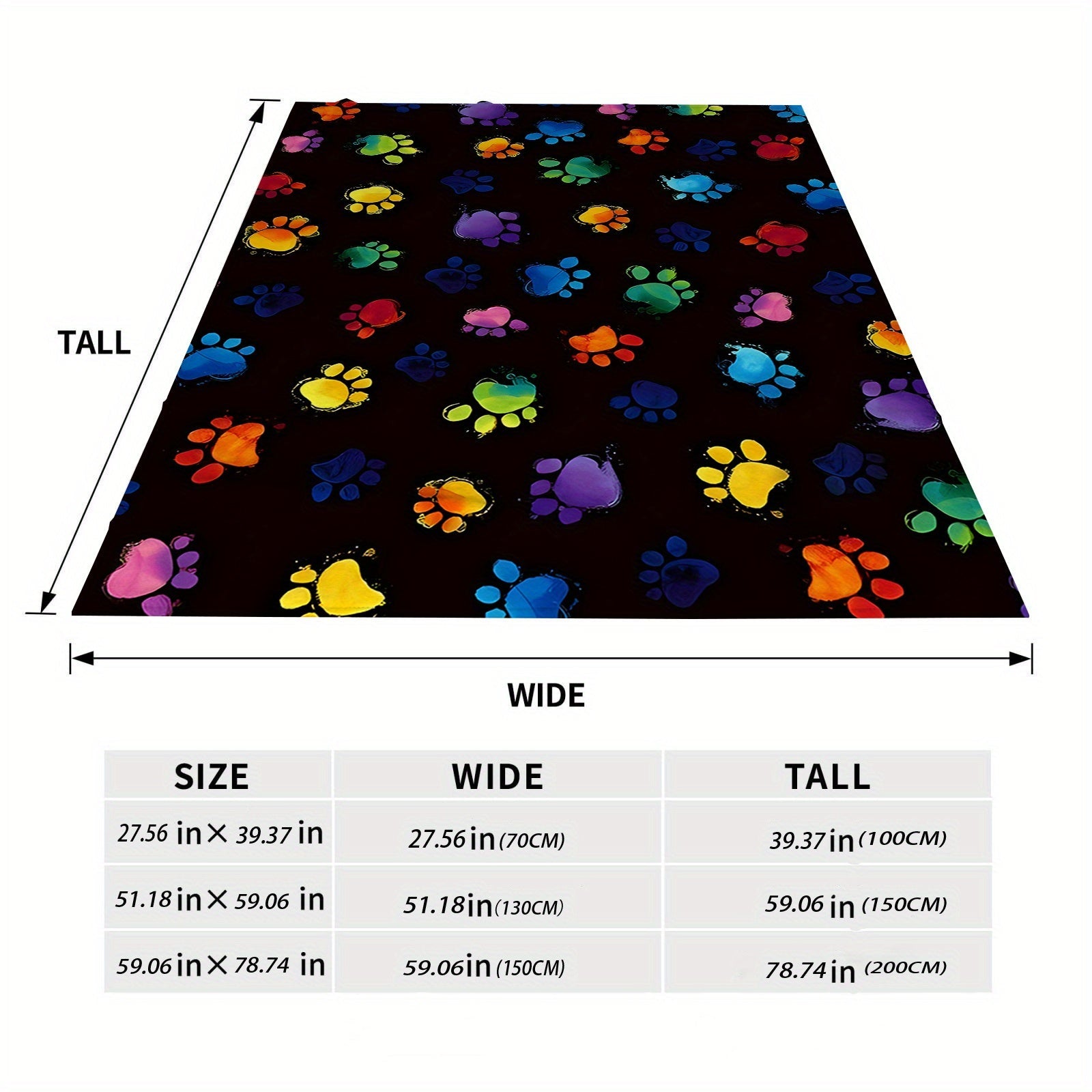Vibrant Paw Print Flannel Fleece Throw Blanket for Sofa Bed Travel All-Season Cozy
