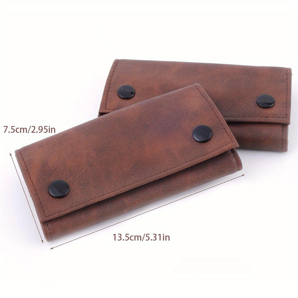 Dark Brown Faux Leather Cigarette Case with Flip Closure and Triple Layer Design for Men