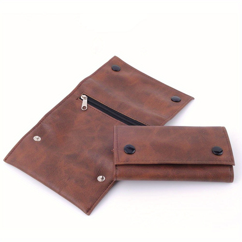 Dark Brown Faux Leather Cigarette Case with Flip Closure and Triple Layer Design for Men