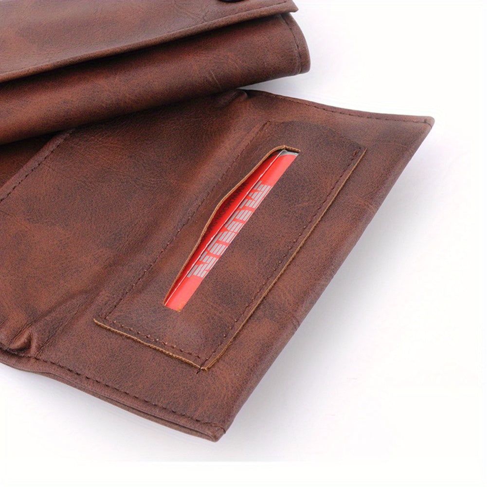 Dark Brown Faux Leather Cigarette Case with Flip Closure and Triple Layer Design for Men